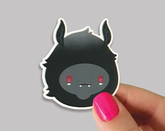 Cute Mothman Head Glossy Sticker | Cryptid Paranormal Sticker | Mythical Animal Face Decal | Waterproof Weatherproof Die Cut Vinyl