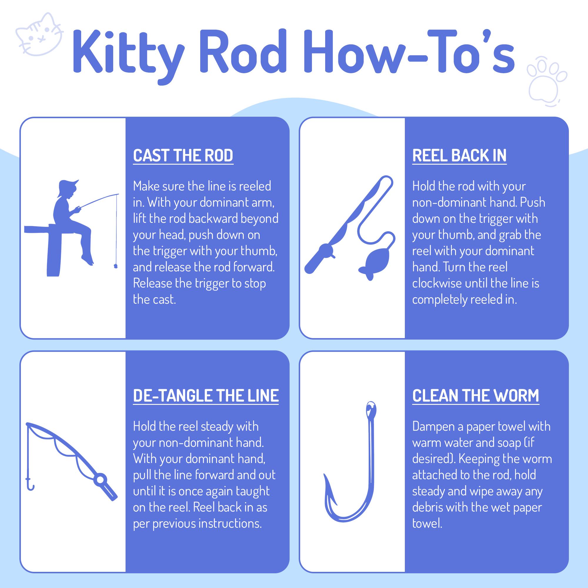 Cat Fishing Pole Toy - Fishing Rod Toy for Cat, Casts and Reels 15 Feet!  Safe Interactive Cat Toy. - Etsy