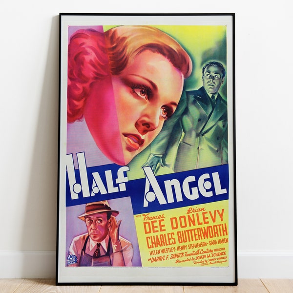 Affiche de film Demi-ange, affiches de films des années 30, oeuvre d'art murale en toile, impression sur toile roulée, impression murale en toile, affiche sur toile sans cadre