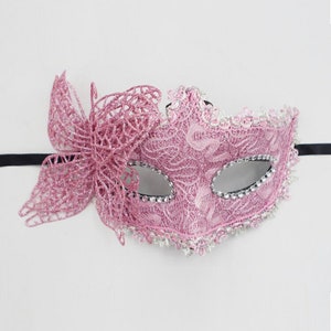 Blush Pink Lace Masquerade Mask for Women Studded With Rhinestones, Custom  Masquerade Mask in All Colors and Embellishing 