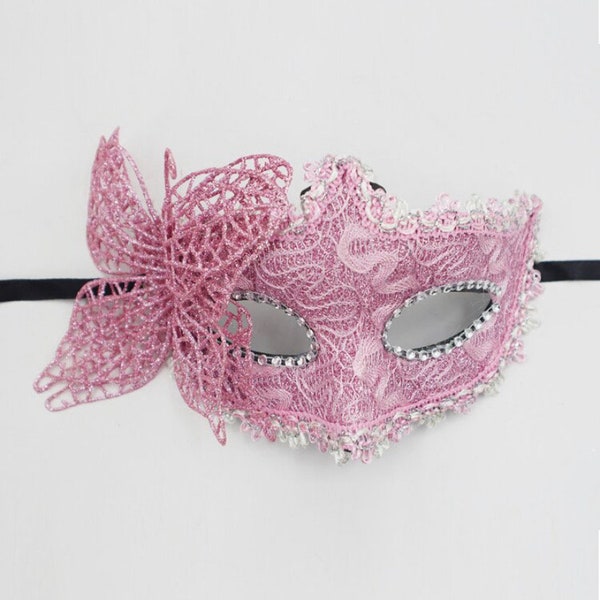 Pink Masquerade - Cosplay - Pink Lace Mask - Fancy Dress - Burlesque Dance Costume