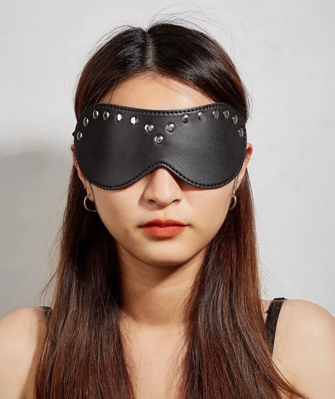 Leather Eye Mask With Silver Studs Fits Any Size Head With Etsy