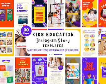 30 Kids Education Instagram Story Canva Template | Early Education | Childhood | Preschool Kindergarten | School Nursery | Social Media