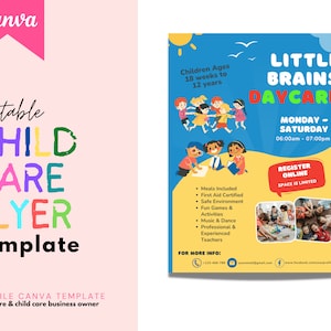 チャイルドケア チラシ テンプレート Canva | ベビーシッター | プレイタイム テーマ | デイケア ポスター | プレイセンター | プレイスクール 編集可能なポスター | 印刷可能なチラシ