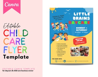 Child Care Flyer Template Canva | Babysitting | Playtime Theme | Daycare Poster | Play Centre | Playschool Editable Poster | Printable Flyer