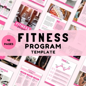 Fitness Program Template Canva | Fitness eBook Template | Personal Training Coach | Nutrition eBook | Wellness Fitness Planner | Pink Theme