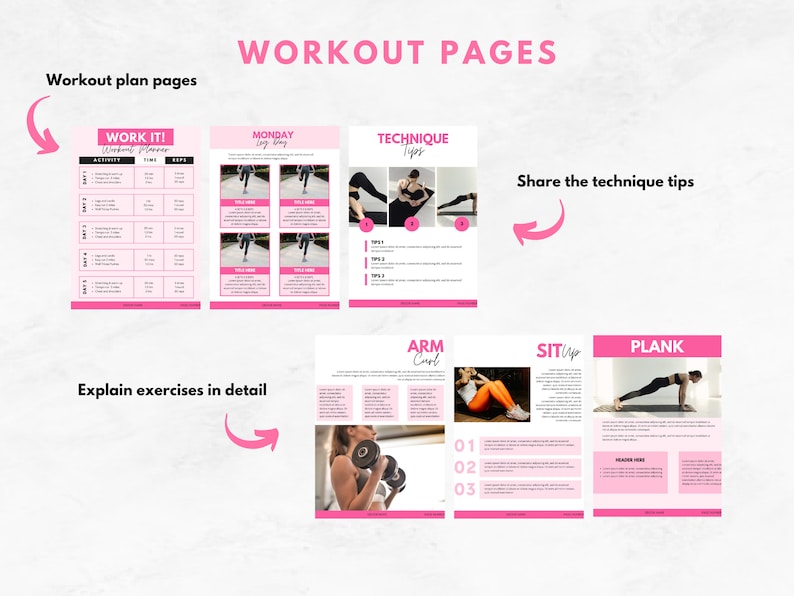 Fitness Program Template Canva | Fitness Ebook Template | Personal ...