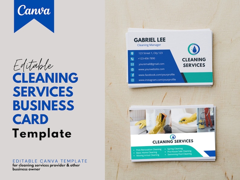 Cleaning Service Business Card Template Cleaning Business Canva