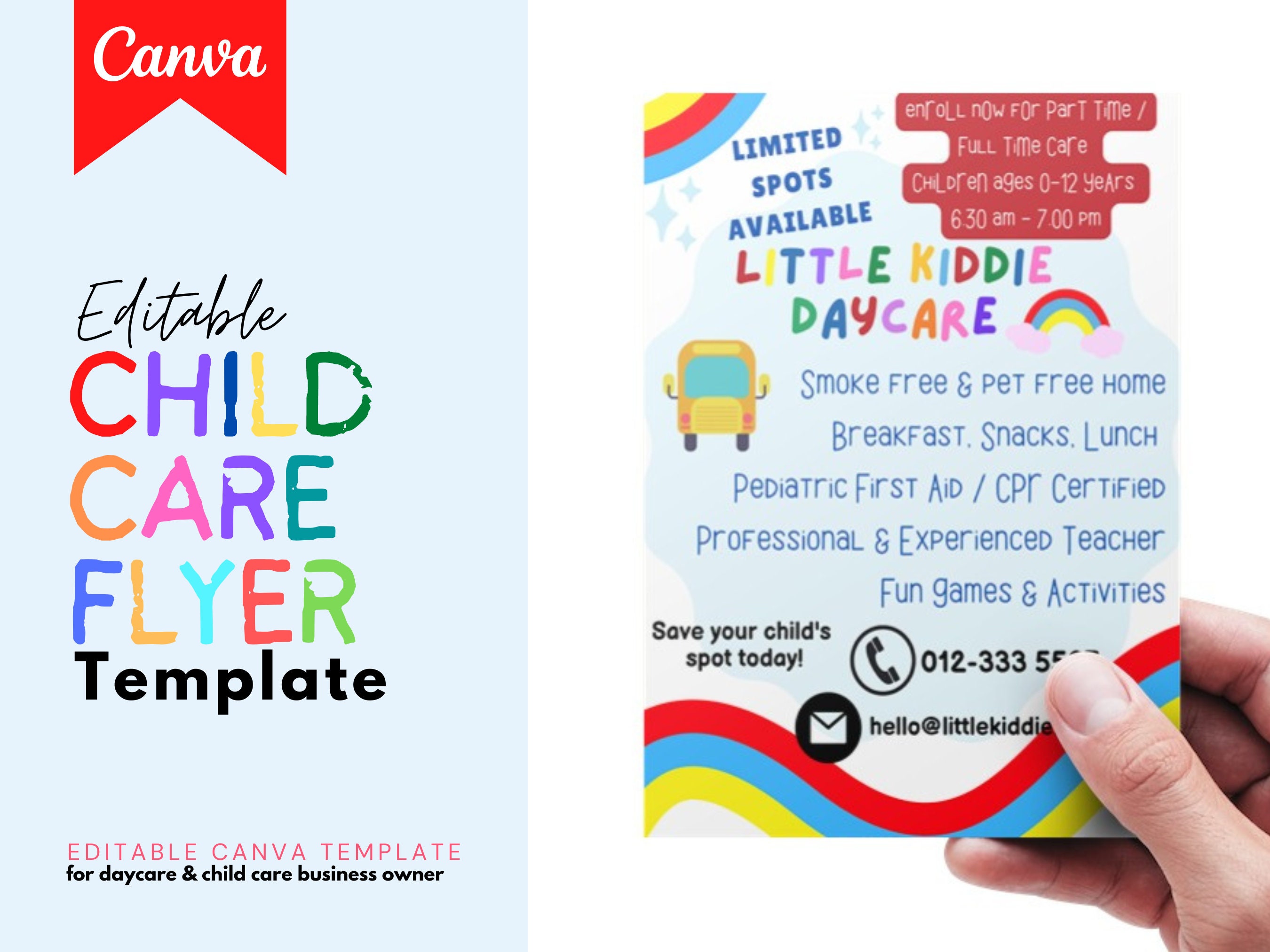 Child Care Flyer Template Canva Babysitting Playtime Theme Daycare