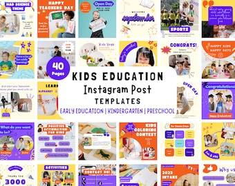 40 Kids Education Instagram Canva Template | Early Education | Childhood | Preschool Kindergarten | After School Nursery | Social Media Feed