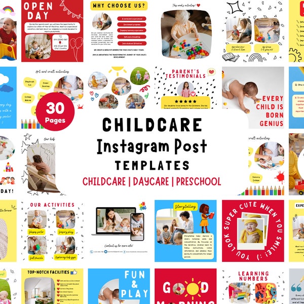 30 Kids Education Instagram Canva Template | Early Education | Childhood | Preschool Kindergarten | After School Nursery | Social Media Feed