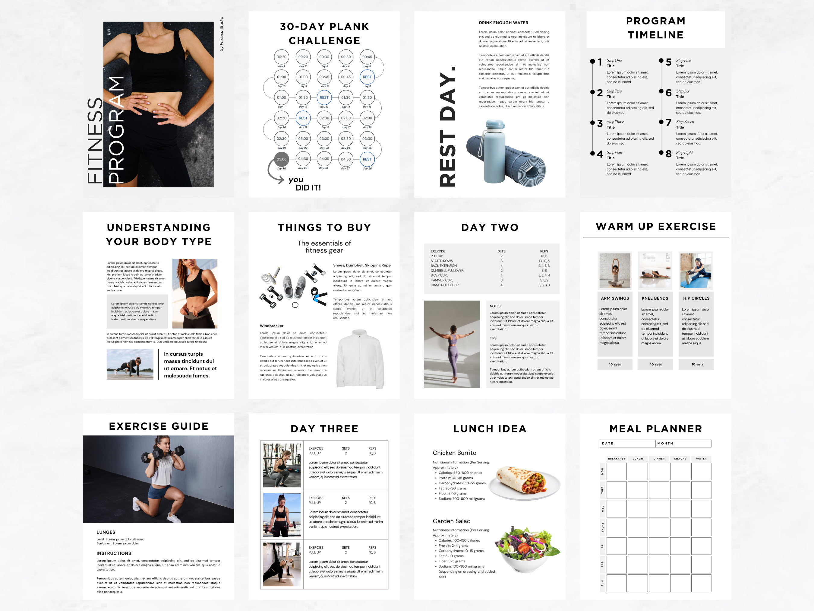 Fitness Program Template Canva Fitness Ebook Template Personal Training ...