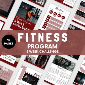 Fitness Program Template Canva | Fitness eBook Template | Personal Training Coach | Nutrition eBook | Wellness Fitness Planner | 8 Week Plan
