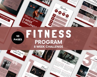 Modelo de eBook para Programa de Fitness de 8 Semanas | Planejador de Bem-Estar no Canva (Download Digital)