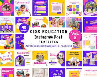 40 Kids Education Instagram Post Canva Template Vol 2 | Early Education | Childhood | Preschool Kindergarten | School Nursery | Social Media