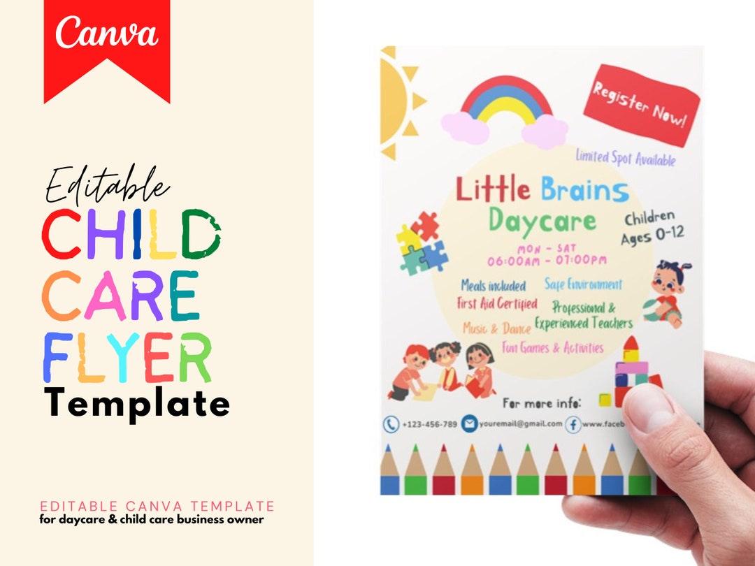 child-care-flyer-template-baby-sitting-playtime-theme-daycare-poster-play-centre-editable-on-canva-start-a-daycare-with-minerva-luxe-etsy