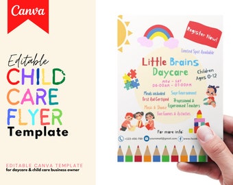 Child Care Flyer Template Canva | Babysitting | Playtime Theme | Daycare Poster | Play Centre | Playschool Editable Poster | Printable Flyer