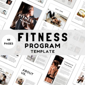 Modèle de programme de remise en forme Canvas | Modèle d&#39;eBook de remise en forme | Coach personnel d&#39;entraînement | Livre numérique sur la nutrition | Planificateur de remise en forme bien-être | Thème blanc
