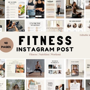 Fitness Instagram Templates | Healthy Lifestyle Canva Templates | Nutrition & Fitness Coach Personal Trainer Content IG Fitness Social Media