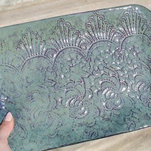 Lace Serving Platter | Large Serving Tray | Recycled Red Terracotta Clay | Earthenware Pottery | Unique Handmade Ceramic Dish