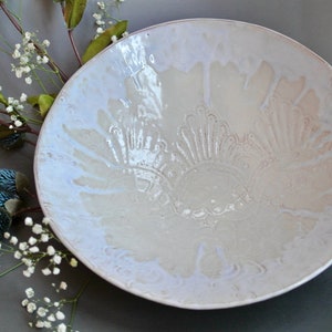 Lacy Ceramic Bowl: Handmade Terracotta Pottery Serving Platter
