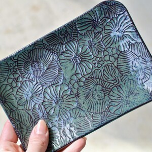 Small Floral Tray in 'Peacock' | Recycled Red Terracotta Clay | Earthenware Pottery | Unique Handmade Ceramic Dish