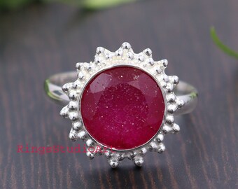 Handmade Ruby Ring: 925 Sterling Silver Anniversary Ring gift item