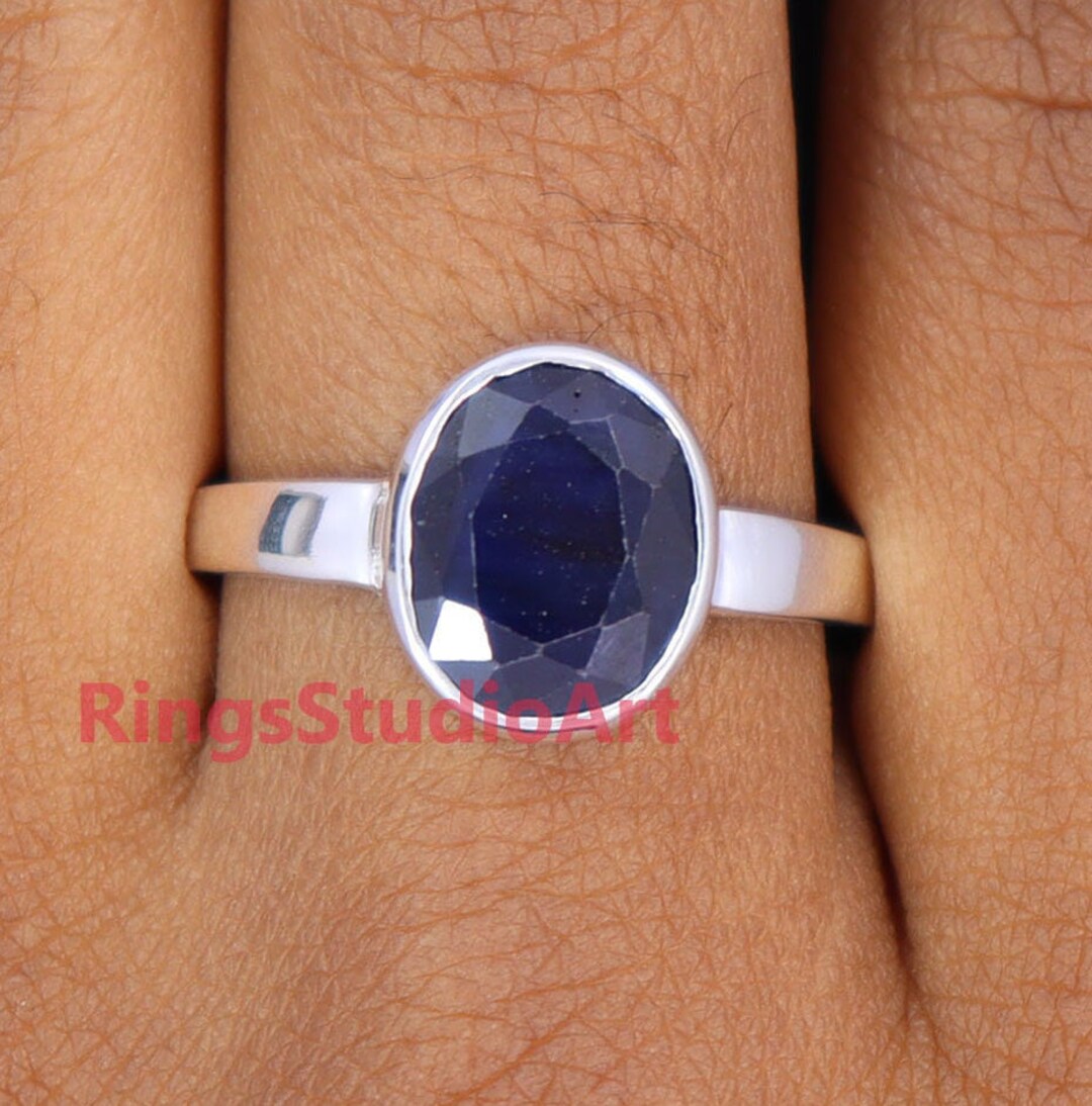 珍しい  Ring Sapphire Blue Natural / 925 / Ring Silver Sapphire Blue アクセサリー