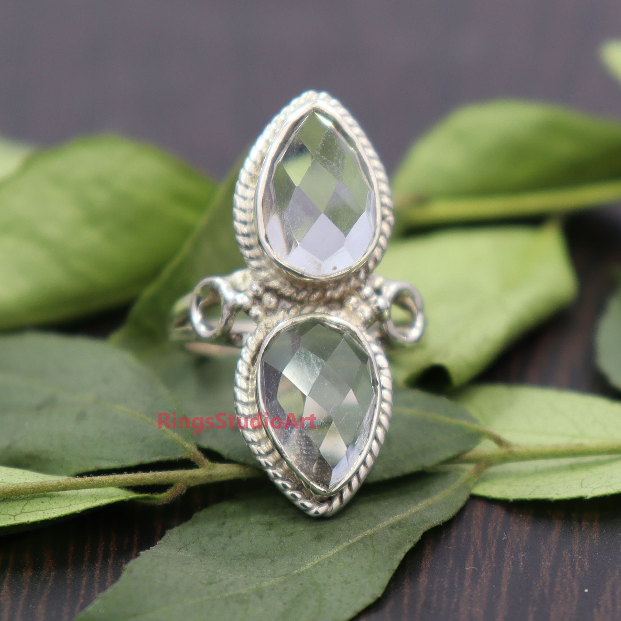 Clear Quartz Ring / Gemstone Ring / 925 Sterling Silver Etsy