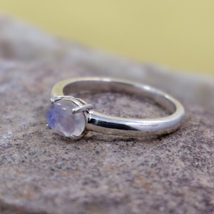 Blue Moonstone Ring: 925 Sterling Silver Oval Birthstone Ring