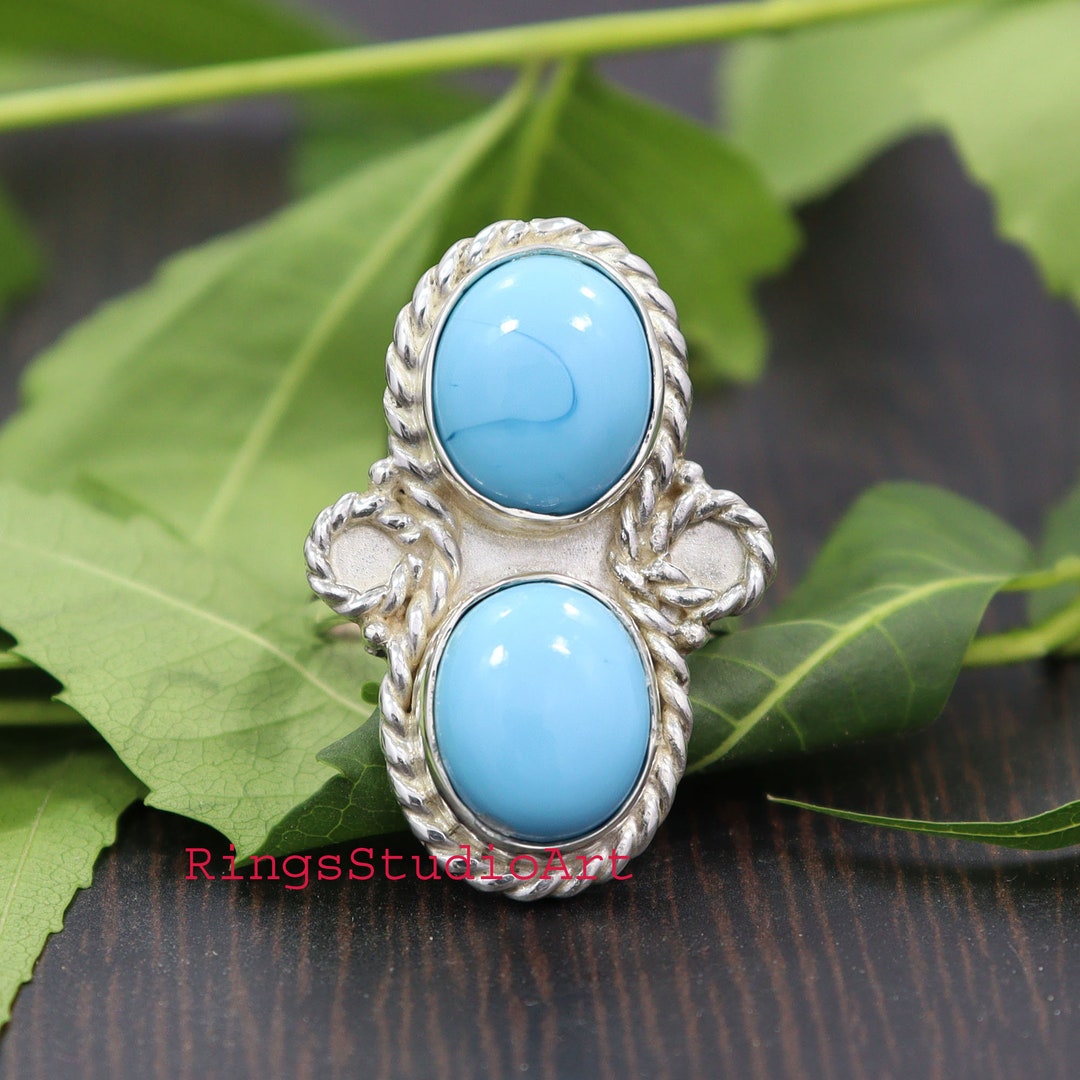 Sleeping Beauty Turquoise Ring: Handmade 925 Sterling Silver Gemstone ...