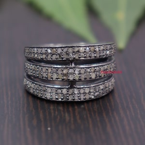 Natural pave diamond Ring, Diamond Ring, 925 Sterling Silver Handmade diamond Rings , Unisex adults ring, Anniversary ring, wedding ring,