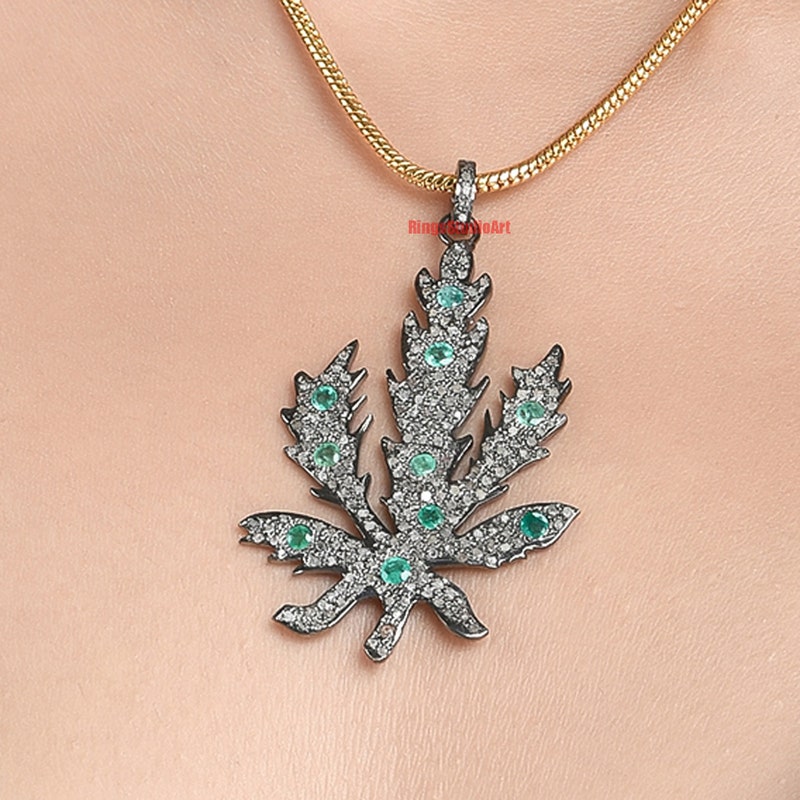 Necklace 008 Pave' Emerald and Emerald AB Crystal