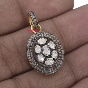 Natural Polki Diamond Pendant / 925 Sterling Silver Handmade Pendant / Christmas gift / Anniversary gift pendant / Wedding gift pendant,