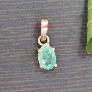Natural Emerald Pendant: Handmade 925 Sterling Silver, Rose Gold Finish