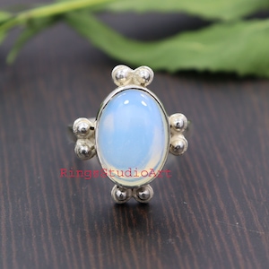Opalite Ring / Opalite Silver Ring / Large Opalite ring / 925 Sterling Silver Ring / Gift for Her / Wedding Ring / Handmade Ring / Gift item