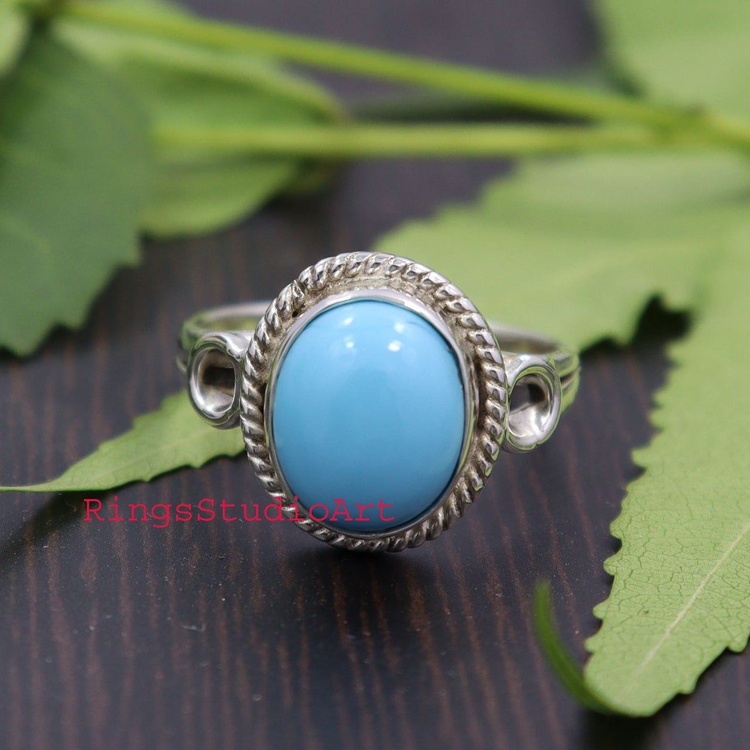 Sleeping Beauty Turquoise Ring: Handmade 925 Sterling Silver Rings Gift ...