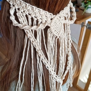 Macrame Boho veil, rustic minimalist headband, wedding accessories, hair accessories