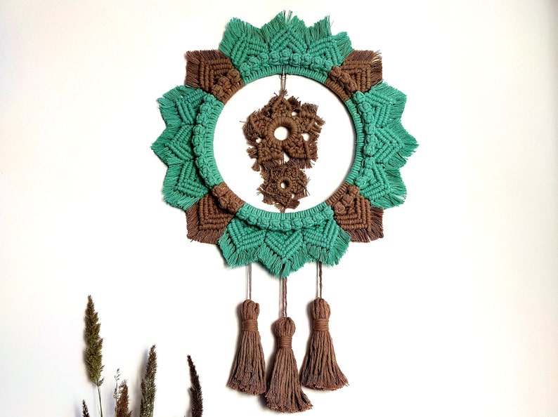 Large Macrame Wall Hanging Front Door Wreath With Tassels Etsy