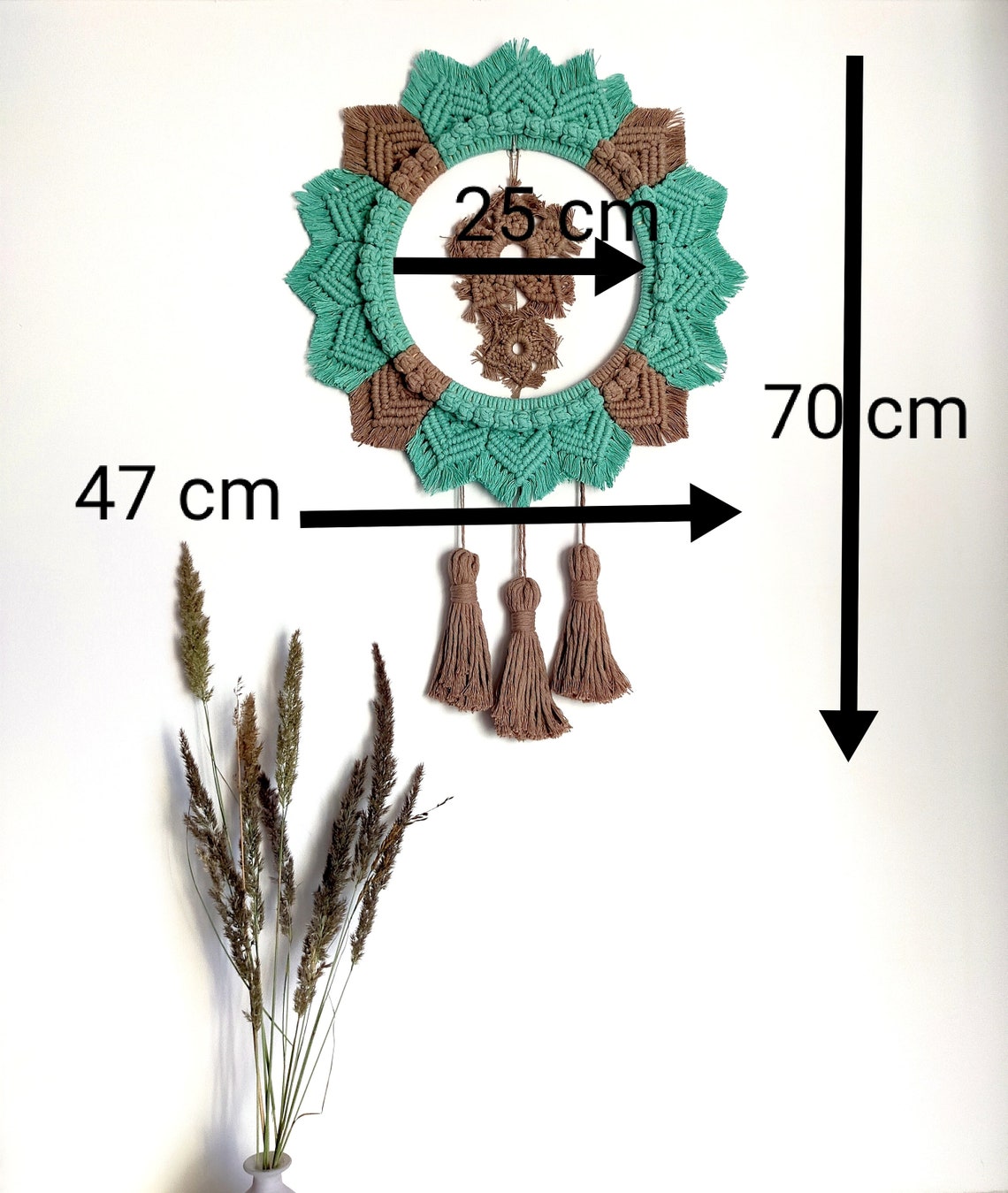 Large Macrame Wall Hanging Front Door Wreath With Tassels Etsy