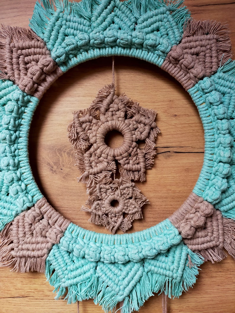 Large Macrame Wall Hanging Front Door Wreath With Tassels Etsy