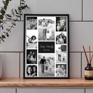 Modèle d'affiche de collage de portrait de famille - Noir et blanc - 24 x 36