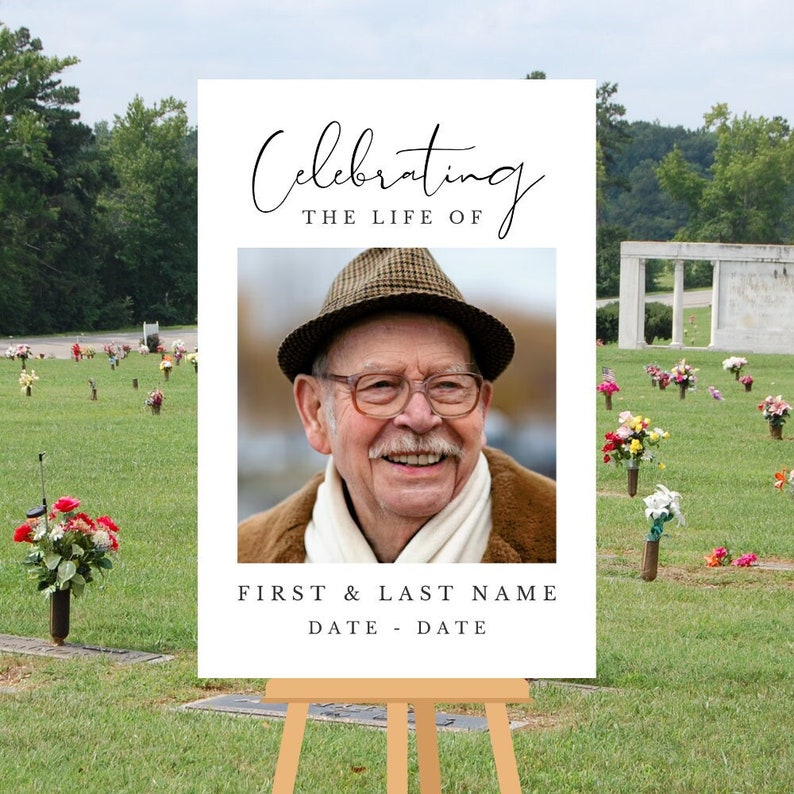 Funeral Sign, Celebration of Life Poster, Photo Template, 24x36