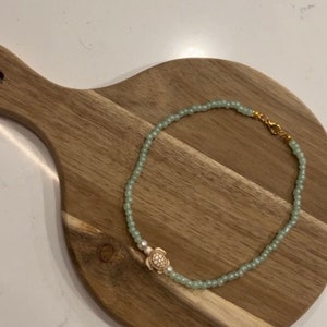 Preppy Teal turtle sead bead necklace
