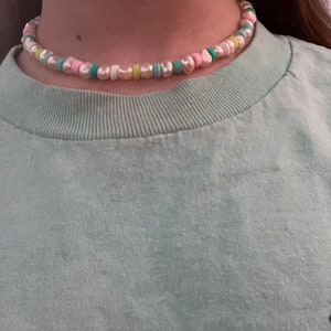 Preppy colorful pearl clay beaded necklace