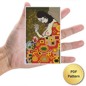 Tiny Hope II by Gustav Klimt Cross Stitch Pattern. Miniature Art Cross Stitch, Easy Tiny Drawing Masterpiece. 4StitchLV