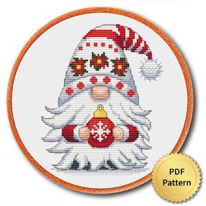 Christmas Gnome Cross Stitch Pattern, Easy Cute Christmas Embroidery, Counted Cross Stitch Chart, Modern Design. 4StitchLV
