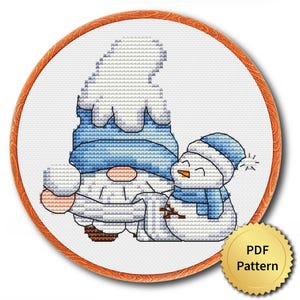 Gnome Cross Stitch Pattern, Easy for Beginner, Merry Christmas, Happy New Year, Counted Cross Stitch Chart, Modern Design. 4StitchLV