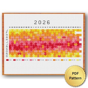 2026 Puzzle Temperature Cross Stitch Pattern. 4StitchLV