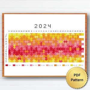 2024 Puzzle Temperature Cross Stitch Pattern